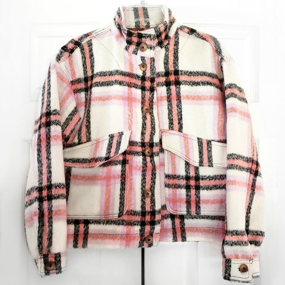 bagatelle Jackets & Blazers - Bagatelle Brushed Knit Flannel Plaid Shacket Jacket